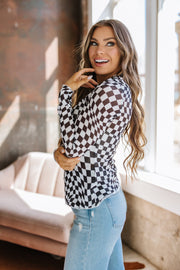 Rory Checkered Mesh Top