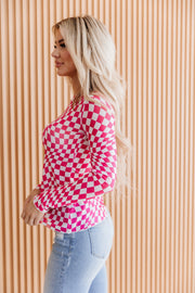 Rory Checkered Mesh Top