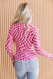 Rory Checkered Mesh Top