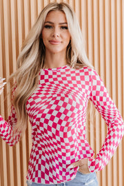 Rory Checkered Mesh Top