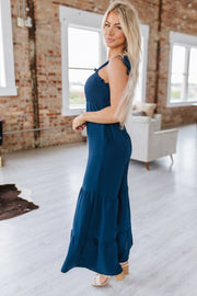 SALE - Rosalee Shirred Wide Leg Jumpsuit - Size Small