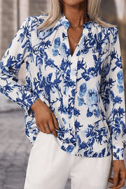 Saffi Floral Print Notched V-Neck Blouse | S-XL | PRE ORDER