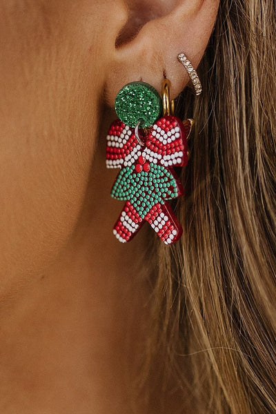 SALE - Christmas Beaded Acrylic Earrings