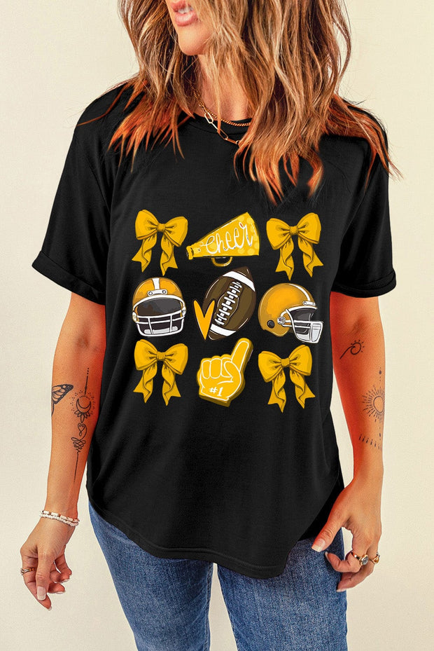 SALE - Football & Bow Graphic Tee | Size Medium