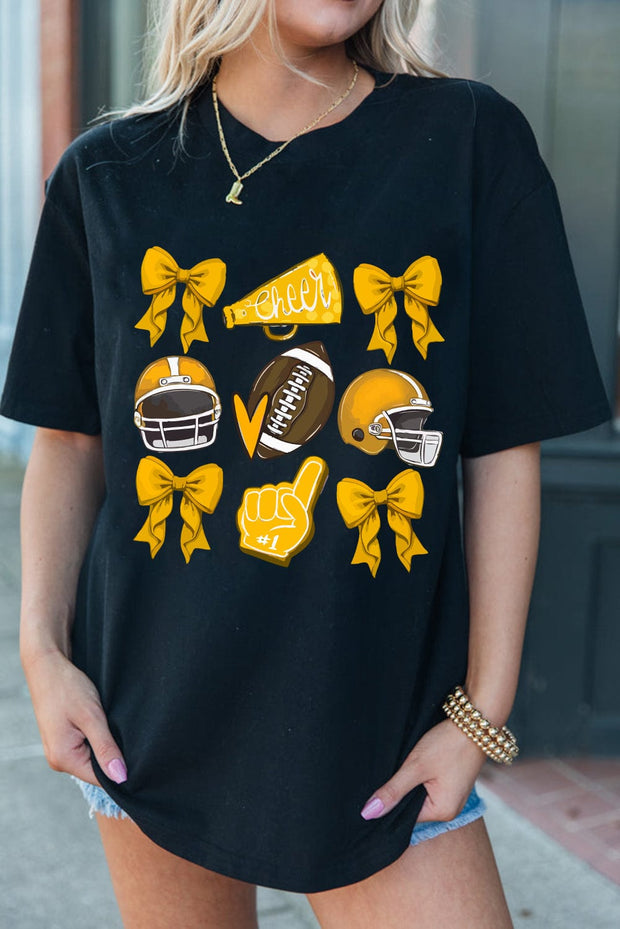 SALE - Football & Bow Graphic Tee | Size Medium