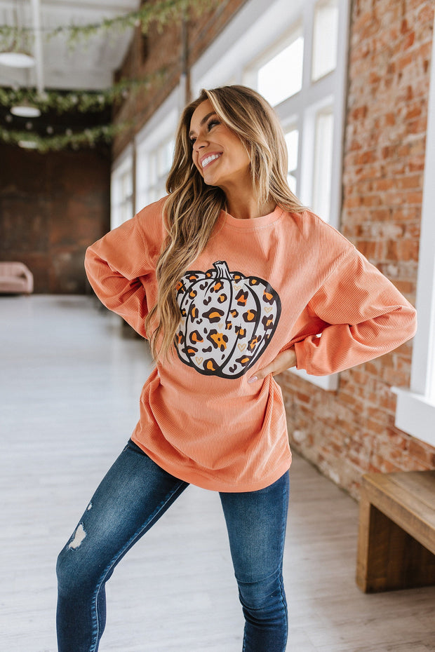 SALE- Leopard Pumpkin Graphic Sweatshirt | Size 2XL