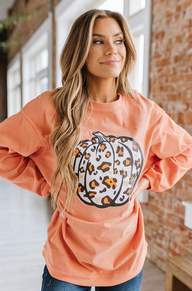 SALE- Leopard Pumpkin Graphic Sweatshirt | Size 2XL