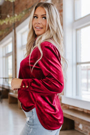 Marjorie Long Sleeve Velvet Blouse