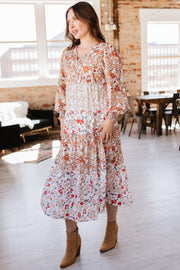 Mikell Floral Print Ruffled Midi Dress