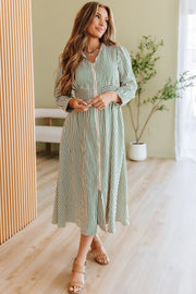 Seafra Striped Zip Front Midi Dress | DROPSHIP