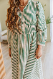 Seafra Striped Zip Front Midi Dress | DROPSHIP