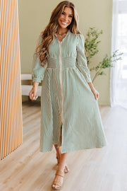 Seafra Striped Zip Front Midi Dress | DROPSHIP