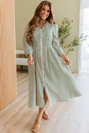 Seafra Striped Zip Front Midi Dress | DROPSHIP