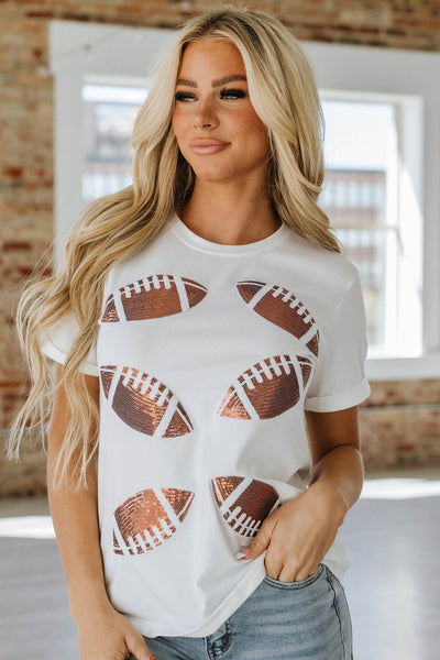 Sequin Football Graphic Tee | S-2XL | PRE ORDER