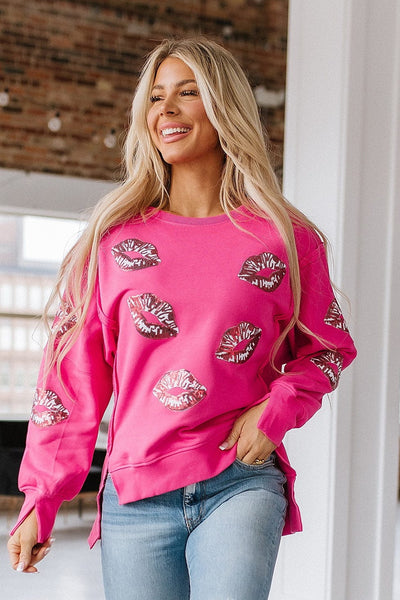 Sequin Lip Graphic Sweatshirt | S-XL