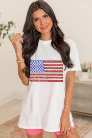 Shimmery USA Flag Graphic Tee | S-2XL