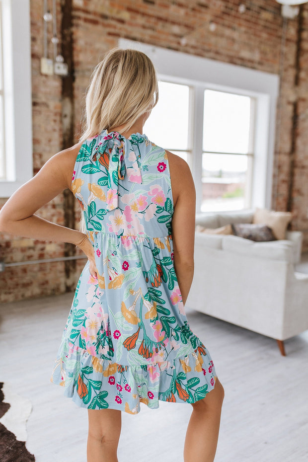 Simone Mock Neck Floral Print Dress S-XL