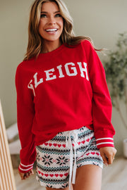 Sleigh Snowflake Print Christmas Pajama Set | DROPSHIP