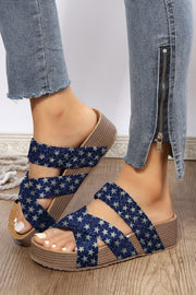 Star Print Platform Sandals