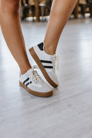 Striped Lace Up Flat Sneakers