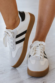 Striped Lace Up Flat Sneakers