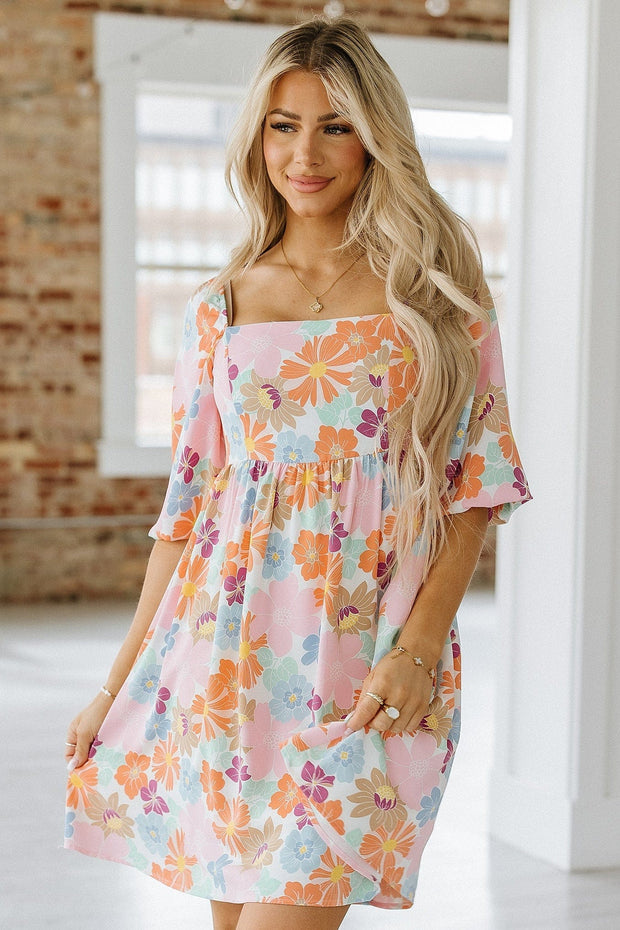 Tammy Floral Square Neck Babydoll Dress | S-XL