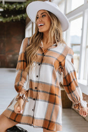 Tilly Plaid Ruffle Sleeve Shirt Dress | DROPSHIP