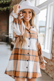 Tilly Plaid Ruffle Sleeve Shirt Dress | DROPSHIP