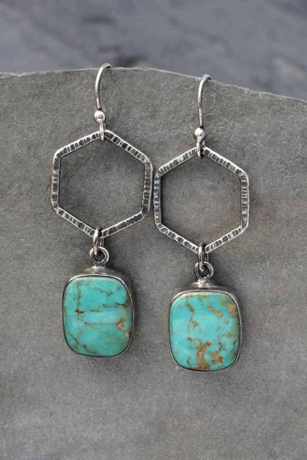 Turquoise Geometric Drop Earrings