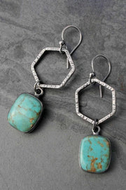 Turquoise Geometric Drop Earrings