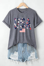 USA Floral Flag Graphic Tee