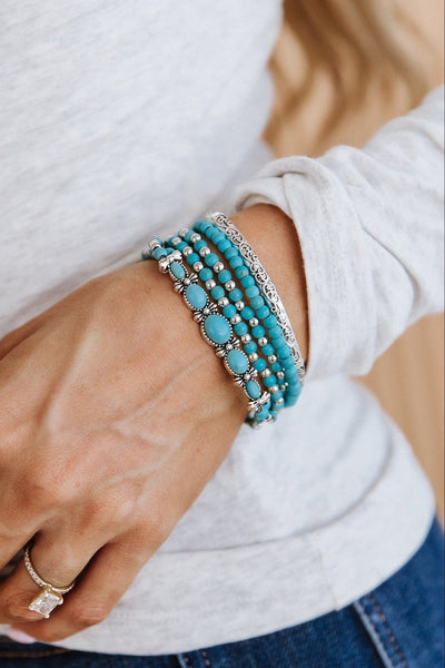 Vintage Turquoise Beaded Bracelet Set