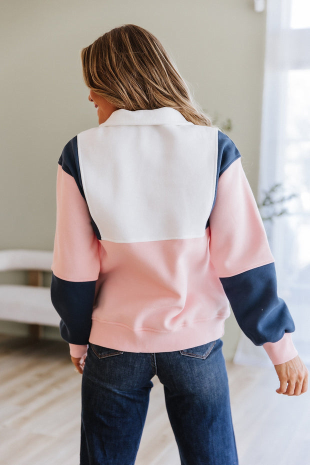 Vivienne Colorblock Henley Sweatshirt