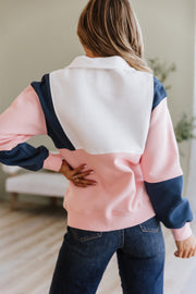 Vivienne Colorblock Henley Sweatshirt | DROPSHIP