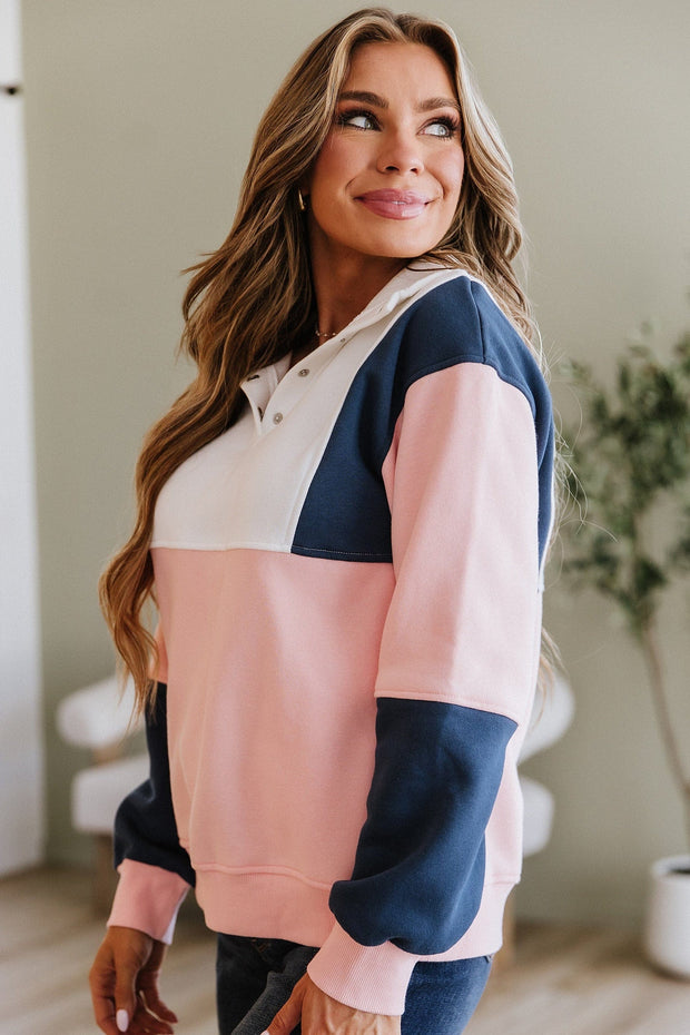 Vivienne Colorblock Henley Sweatshirt
