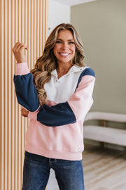 Vivienne Colorblock Henley Sweatshirt