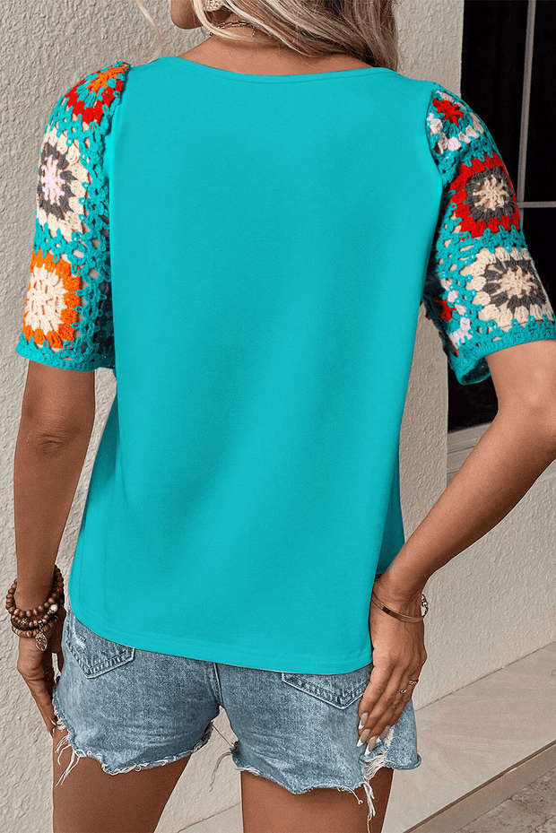 Walker Crochet Sleeve Blouse | S-XL