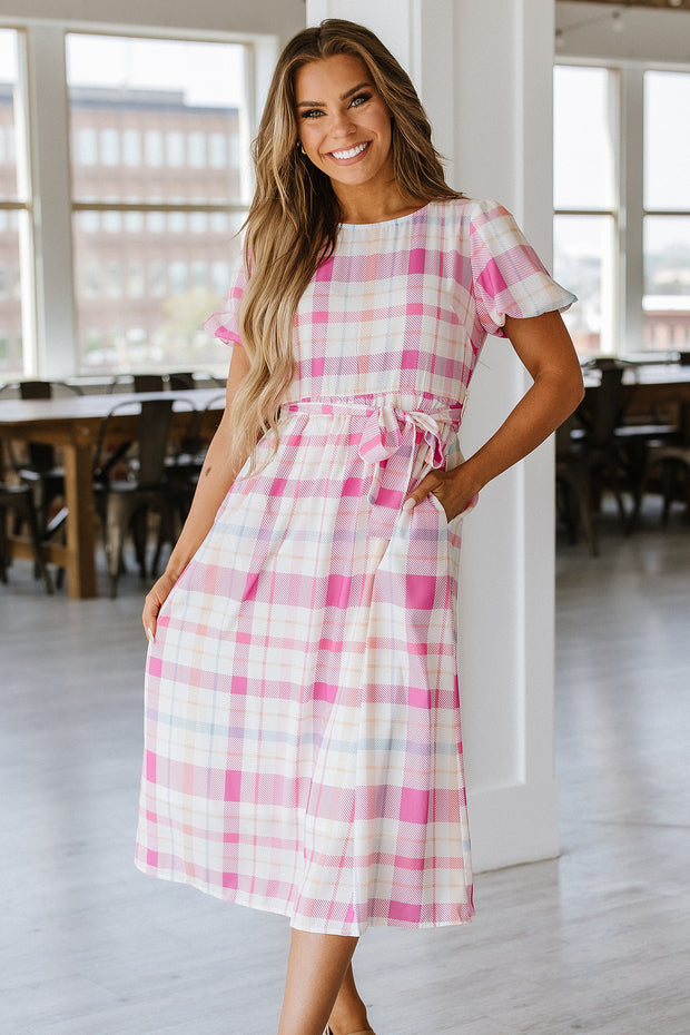 Manny Checkered Midi Dress | S-XL