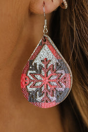 Buffalo Plaid Snowflake Earrings