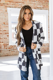 Brady Checkered Waffle Knit Cardigan | S-XL | PRE ORDER