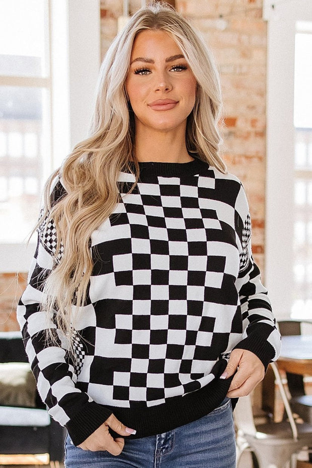 SALE - Lexee Checkered Round Neck Sweater | Size Small