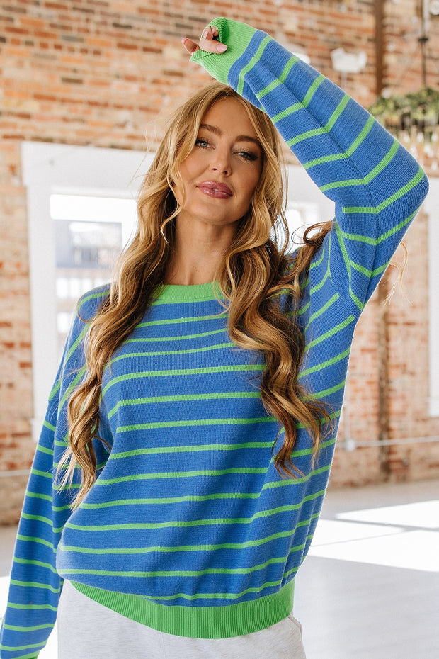 Ginny Striped Drop Shoulder Sweater | S-XL