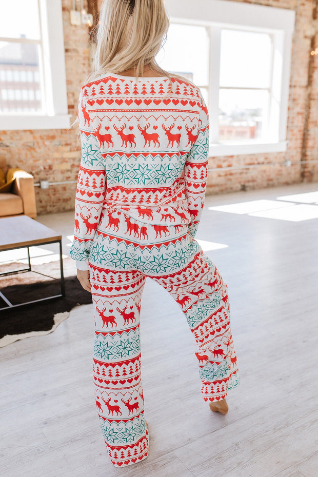 SALE - White Nordic Christmas Pajama Set | Size Medium