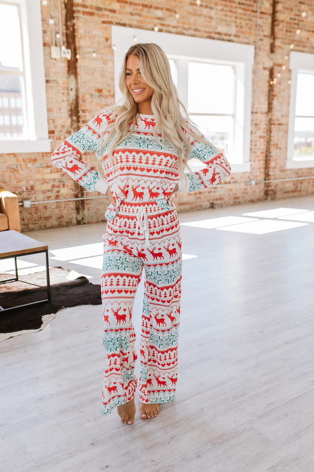 SALE - White Nordic Christmas Pajama Set | Size Medium