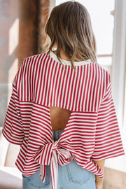 Wrenlee Striped Tie Back Top | DROPSHIP