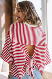 Wrenlee Striped Tie Back Top | DROPSHIP