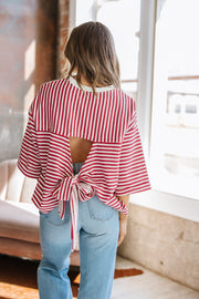 Wrenlee Striped Tie Back Top