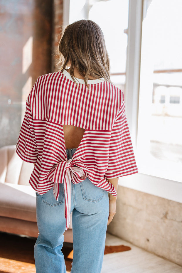 Wrenlee Striped Tie Back Top
