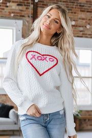 SALE - XO Heart Quilted Pullover