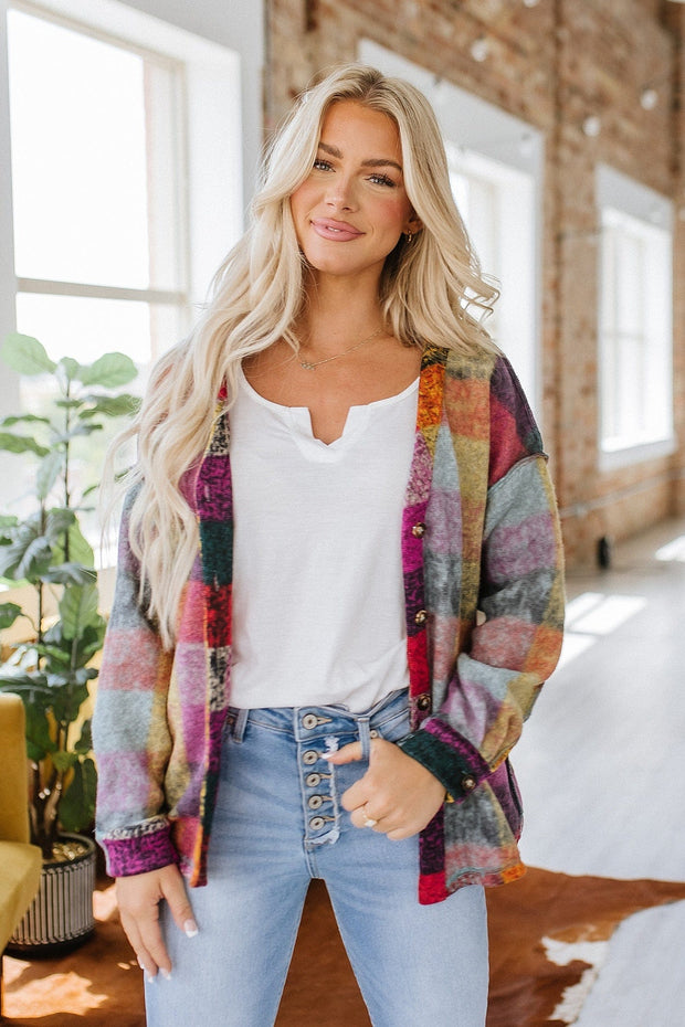 Zaylee Brushed Checkered Jacket | S-2XL